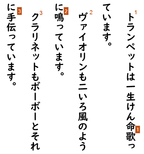 注番号が付された文章の例